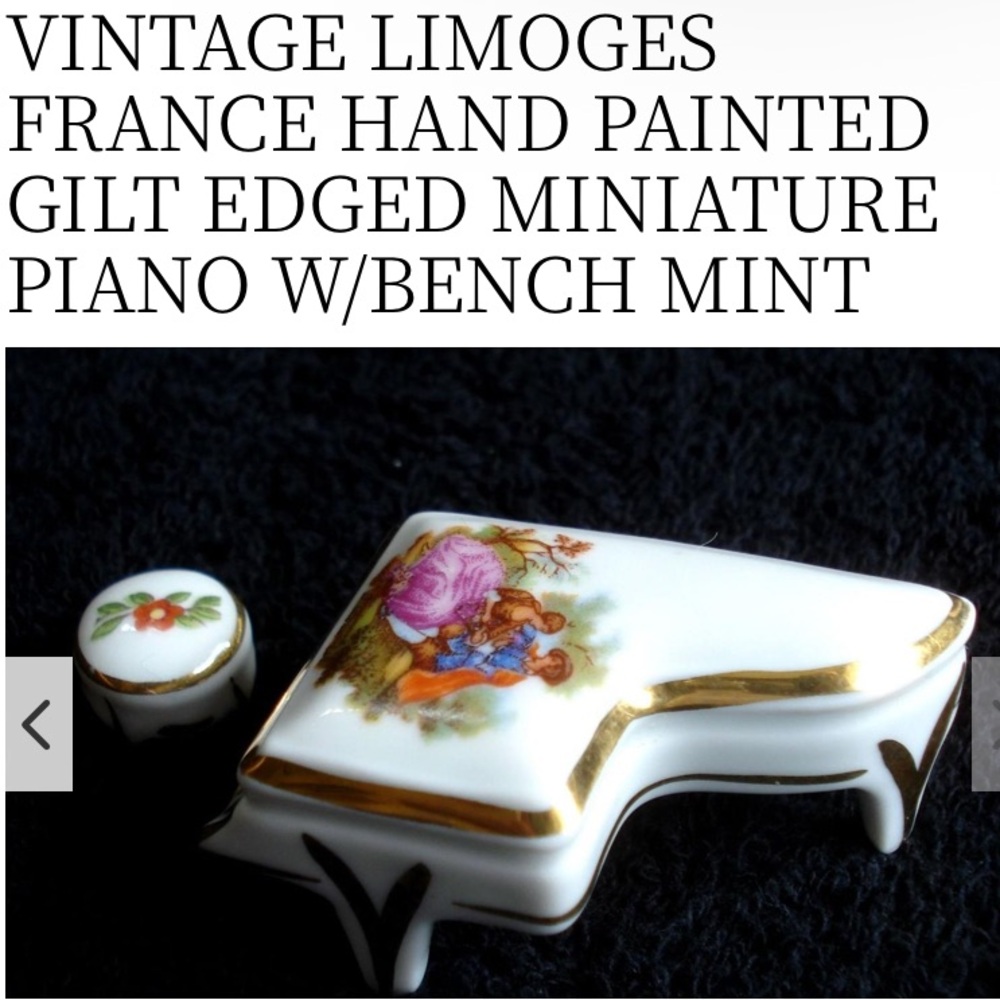 VTG Limoges France Hand Painted Porcelain Decorative Miniature Piano - Picture 2 of 14